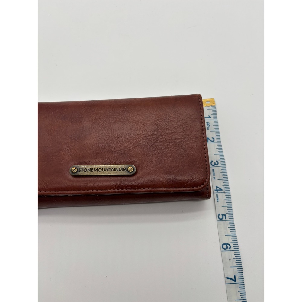 Stone Mountain USA Leather Trifold Wallet Clutch Brown Zip Pocket Card Holder - Picture 3 of 7